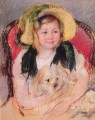 Sara mit ihrem Hund Impressionismus Mutter Kinder Mary Cassatt